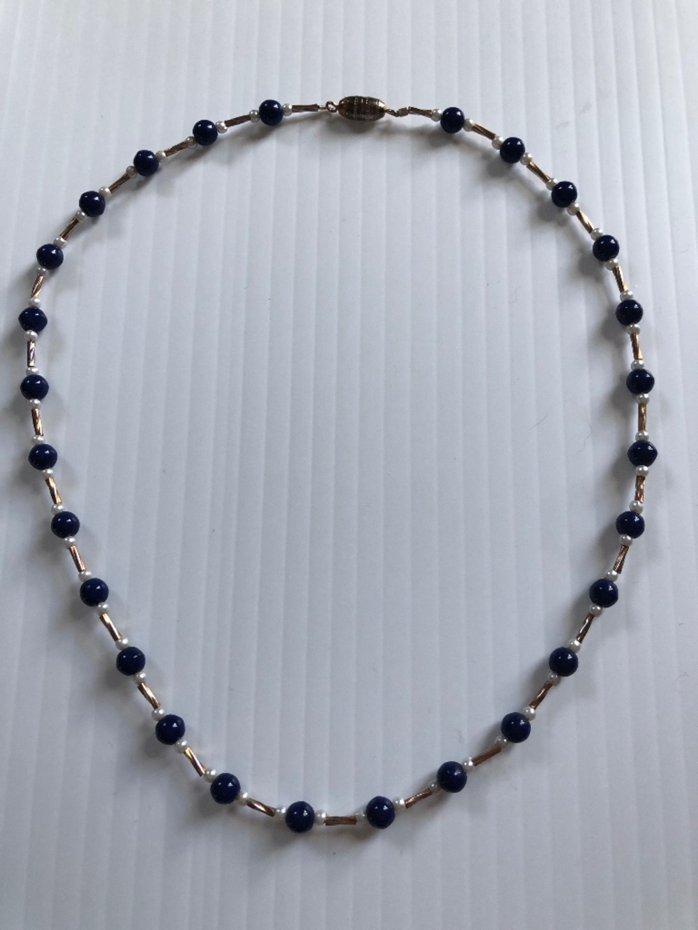 Vintage Lapis and pearl necklace